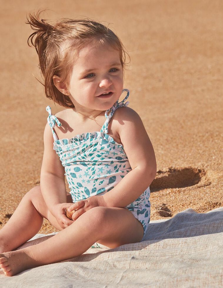 Bañador de estampado peces blanco