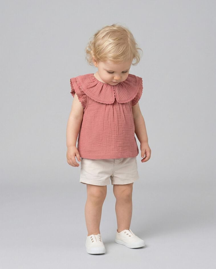 Blusa con jaretas rosa