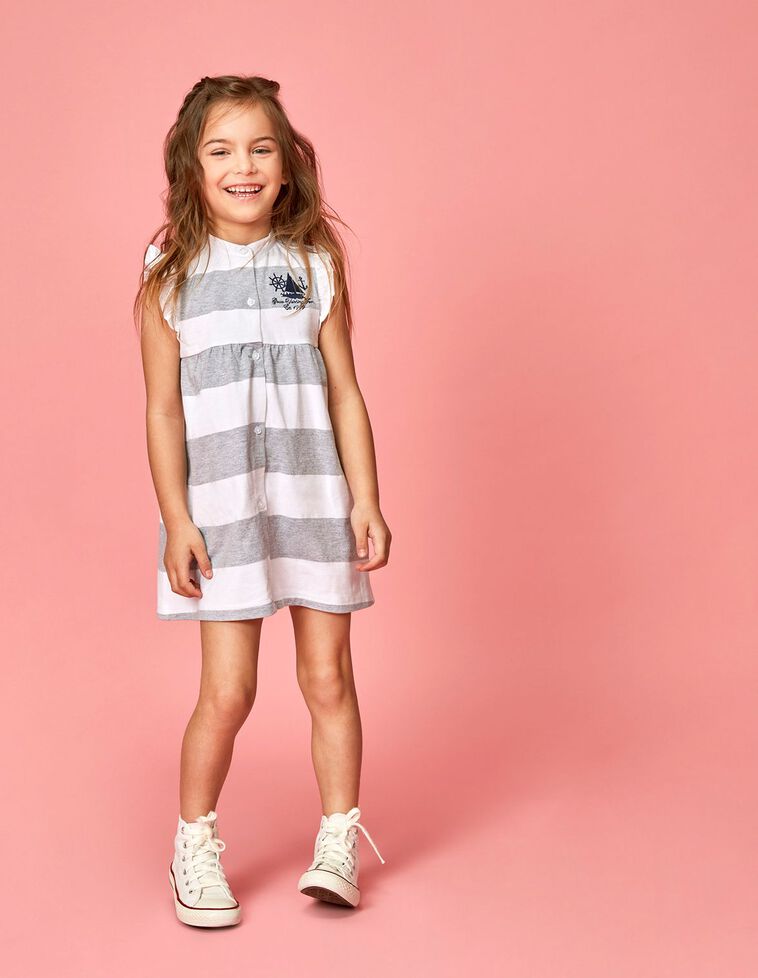 Vestido polo rayas yatch gris claro melange