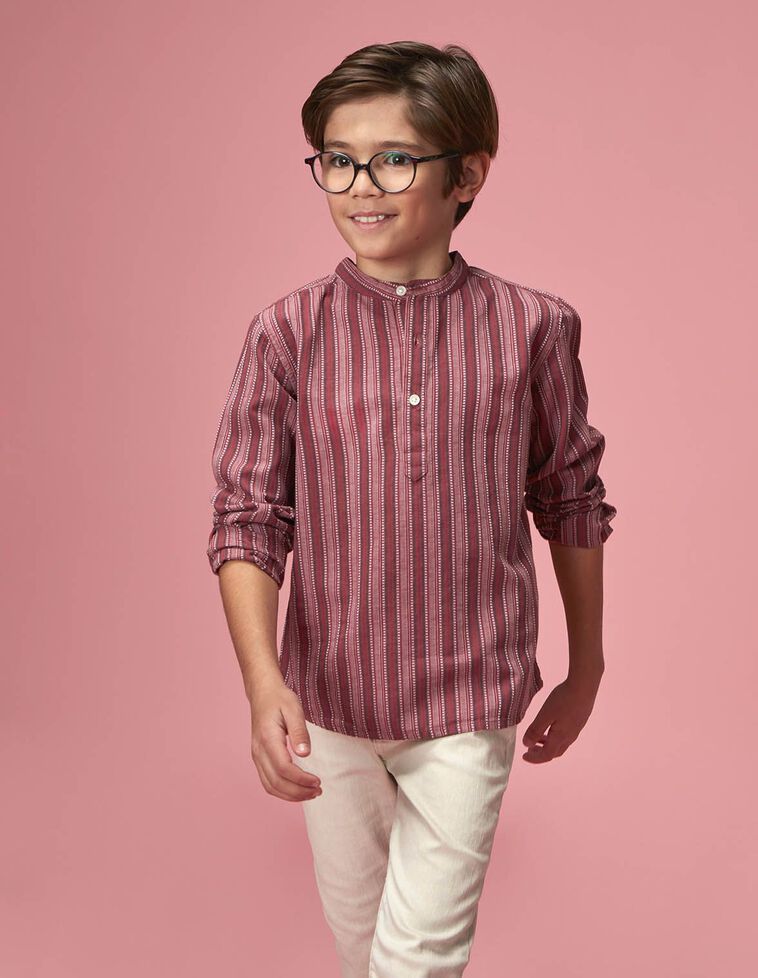 Camisa mao rayas rosa
