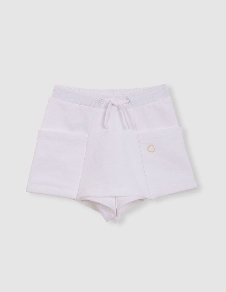 Falda pantalón felpa con contrastes blanco