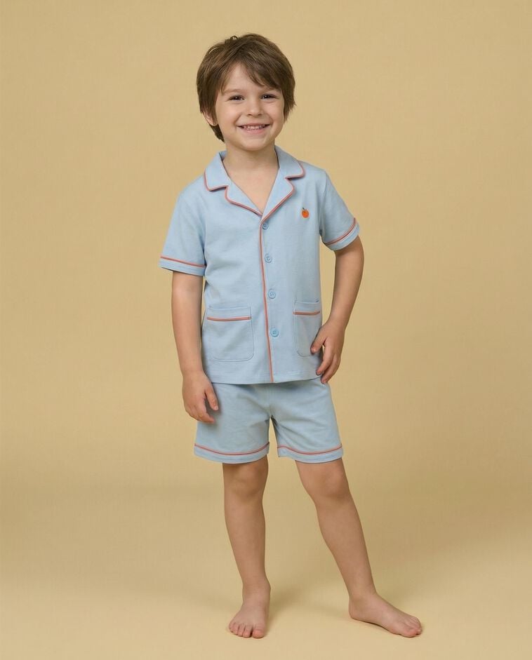 Pijama naranjas azul claro