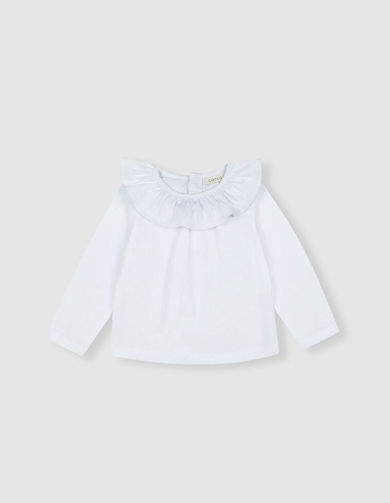 Camisa Blanca Remera Cuello Bebe Camiseta Blanca Blusa NiÃ±a