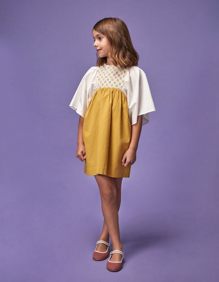 Vestido canesú estampado amarillo