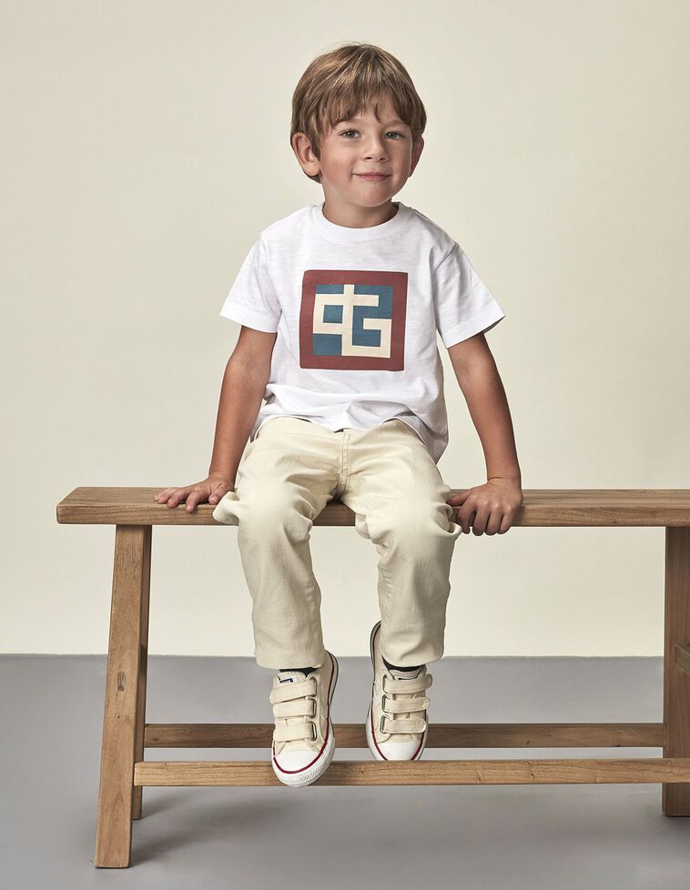 Camiseta Blanca Con Print Blanco Optico