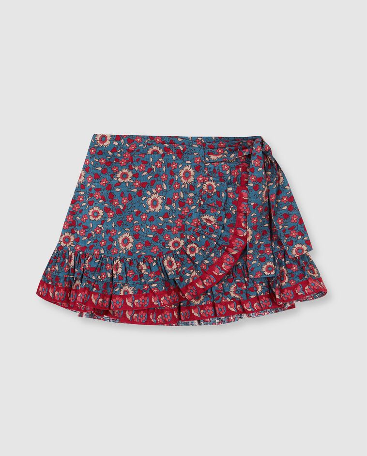 Falda con maxi volante azul