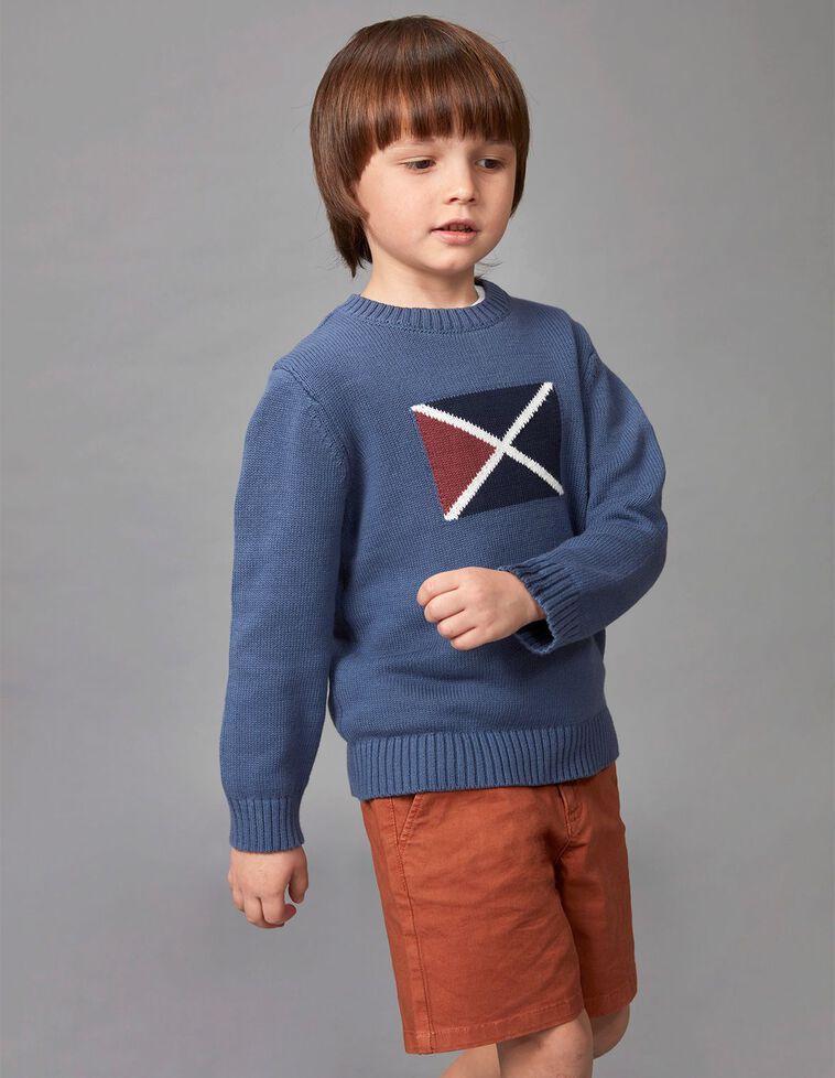 Jersey con intarsia azul medio