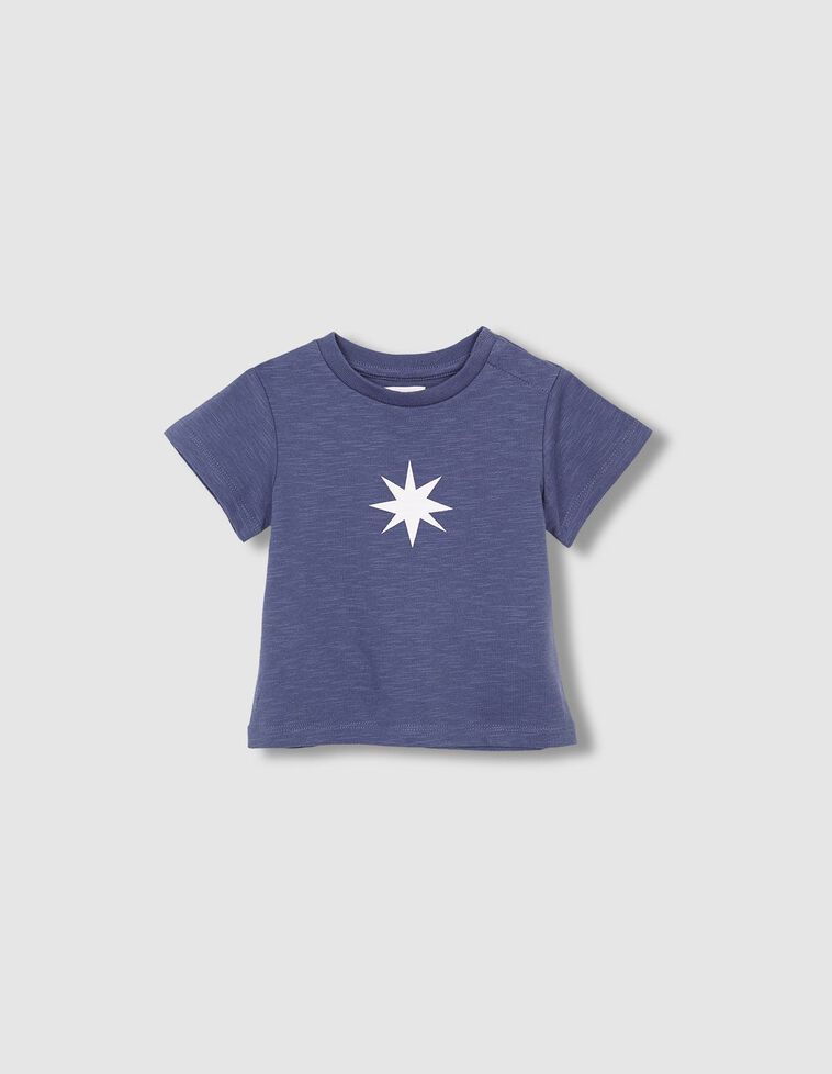 Camiseta azul con estampado estrella crudo azul