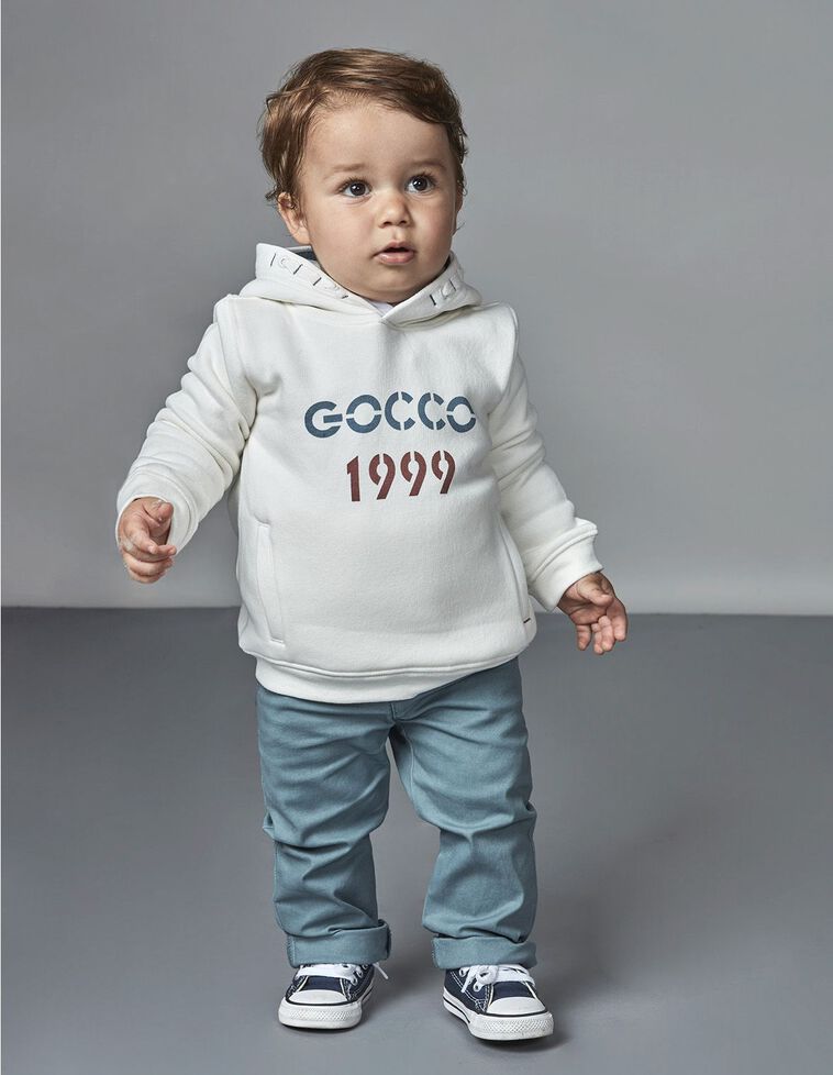 Sudadera Con Capucha Estampadoen El Pecho  Blanco Roto