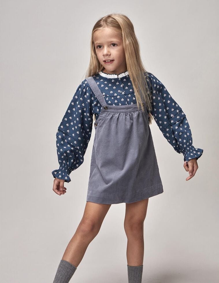 Blusa manga larga estampado flores azul