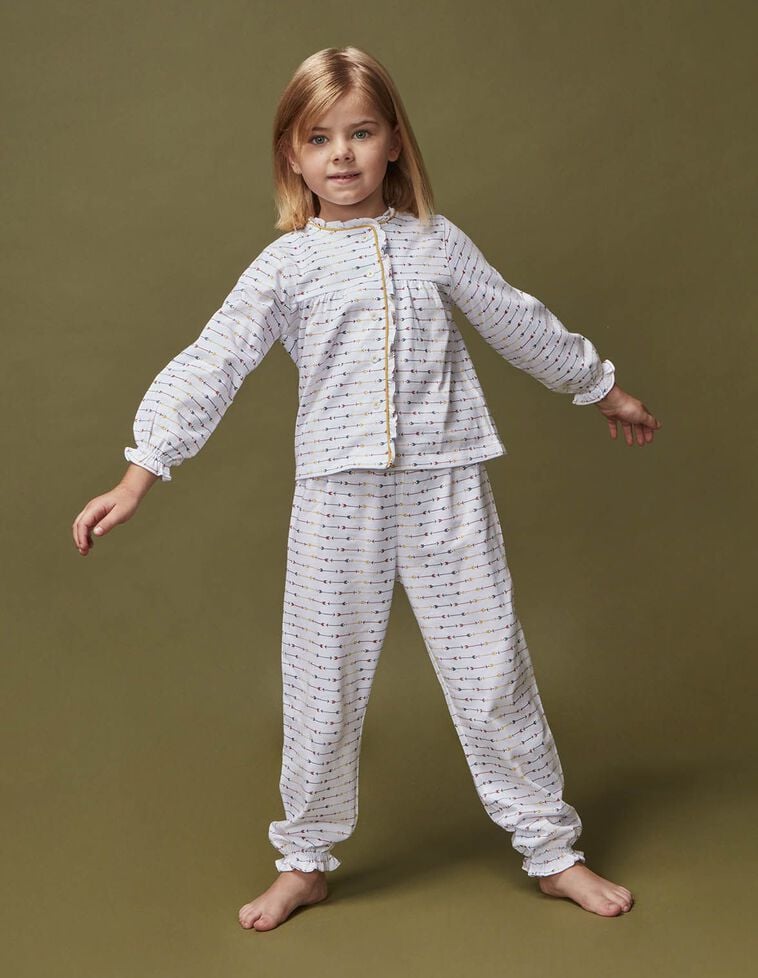 Pijama estampado con vivo a contraste blanco