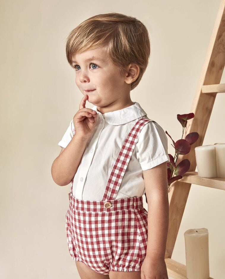 Camisa de manga corta de lino blanco