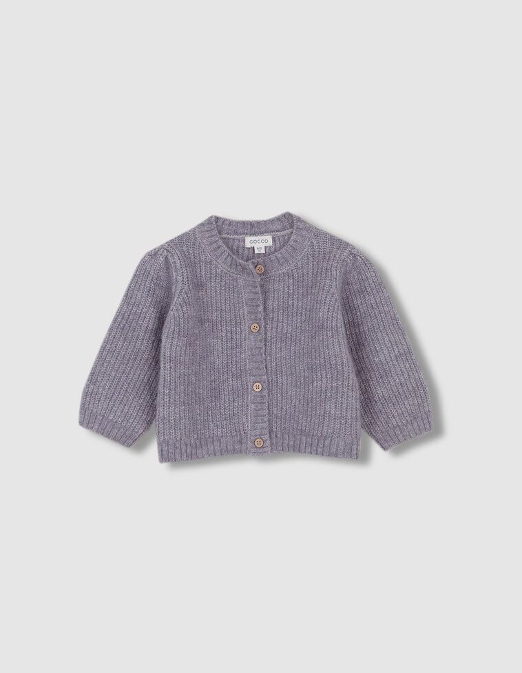 Chaqueta De Punto Botones Madera Gris Medio Melange