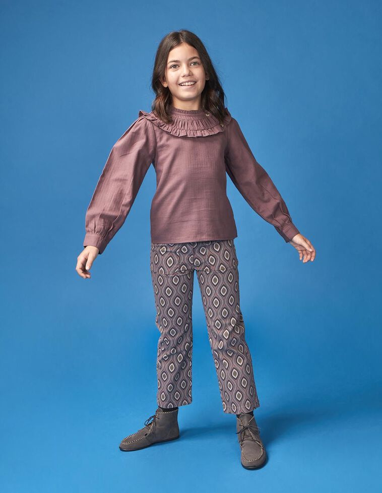 Pantalón de sarga estampado morado