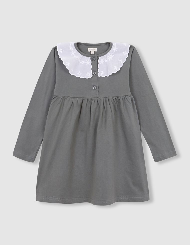 Vestido polo liso con cuello floral verde oscuro Vestido polo liso con cuello floral verde oscuro