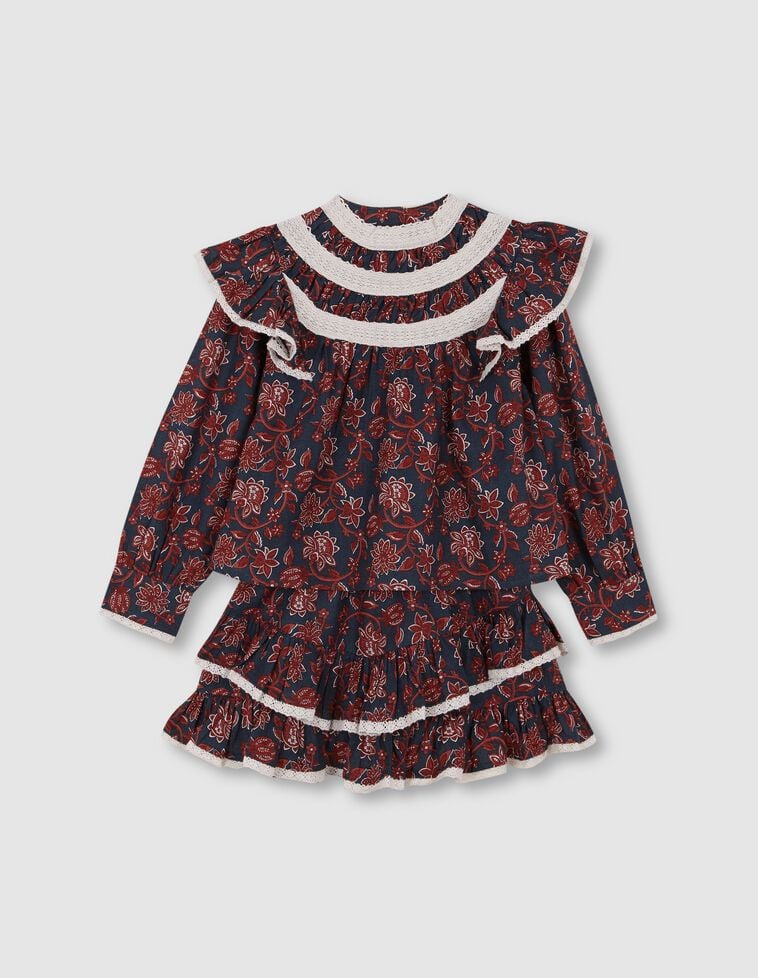 Vestido estampado de flores con volantes verde