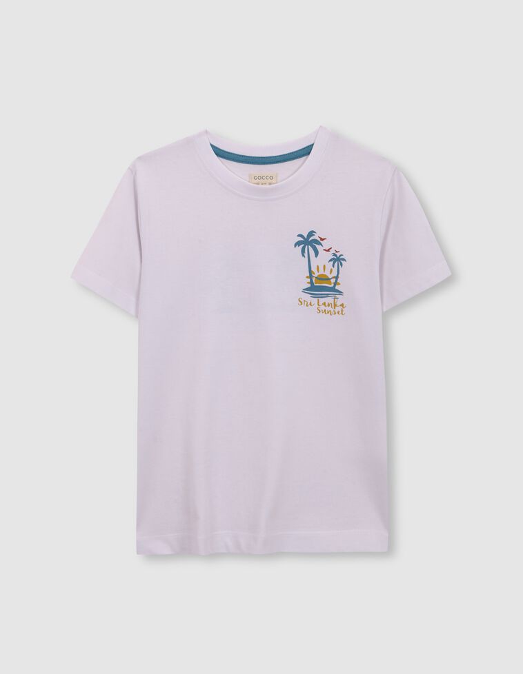Camiseta blanca con estampado palmeras blanco