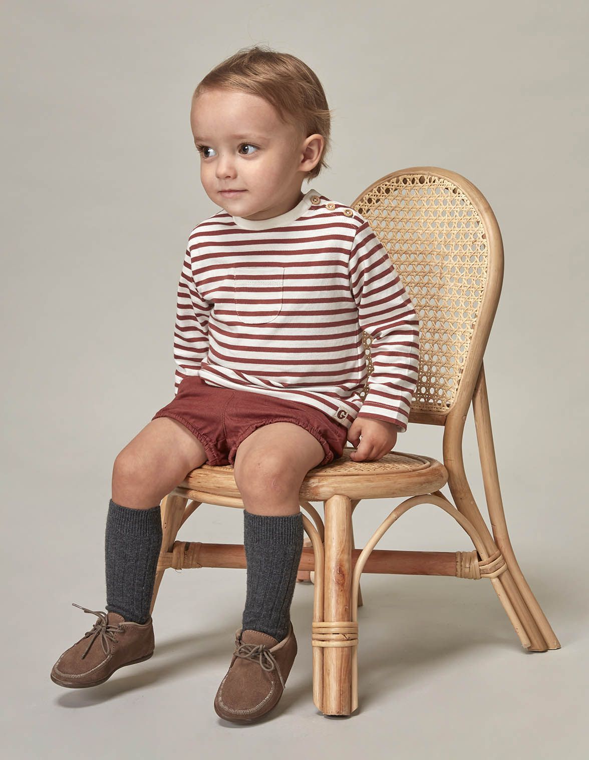 Camiseta manga larga de rayas rojo para nino bebe Gocco
