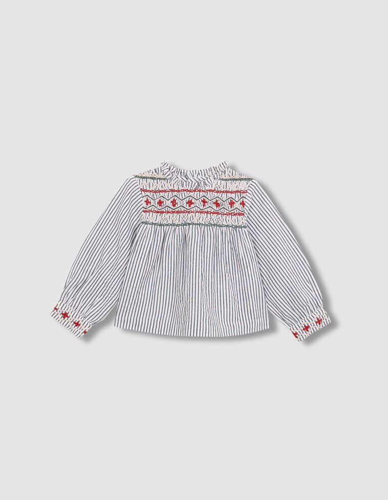 Blusa con nido de abeja a mano azul claro