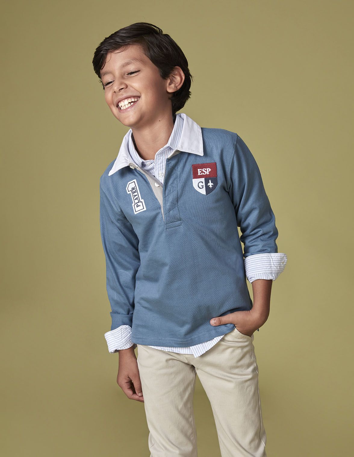 Polo player 1 azul para nino infantil Gocco