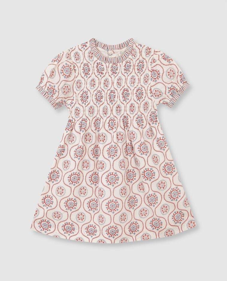 Vestido con tejidos a contraste blanco