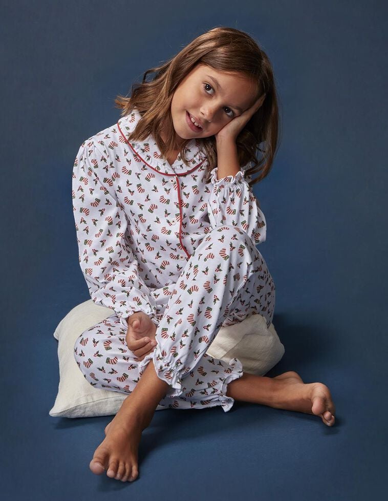 Pijama de navidad con vivo a contraste blanco