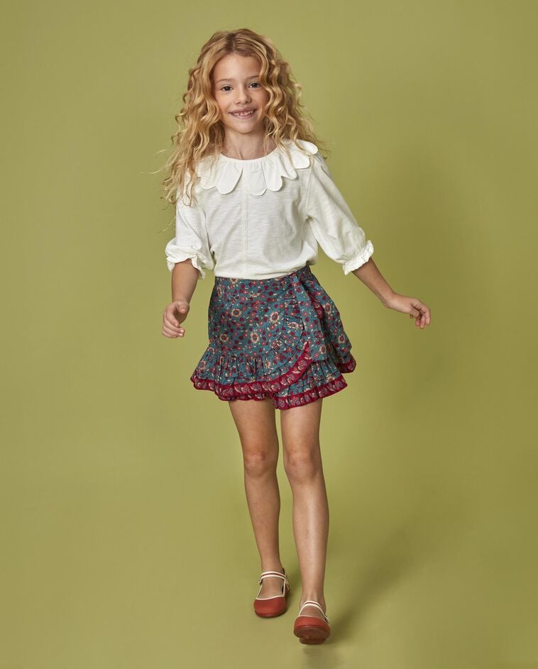 Falda con maxi volante azul