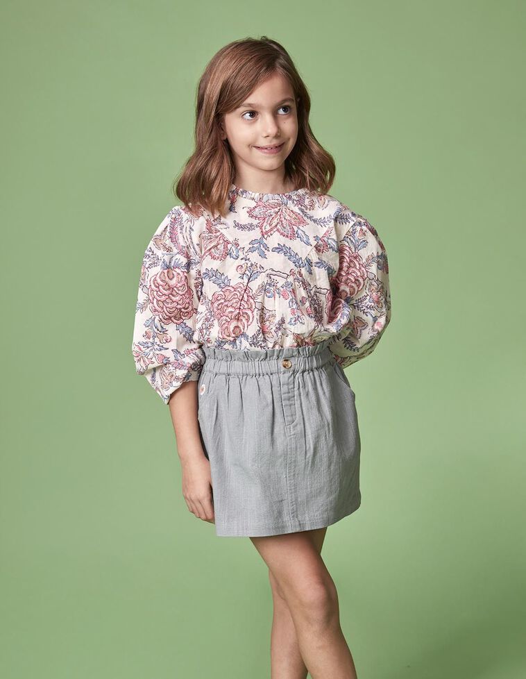 Blusa estampada manga larga blanco