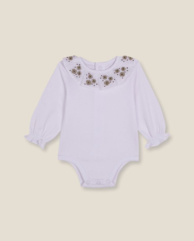 Body cuello bordado blanco reci&eacute;n nacido
