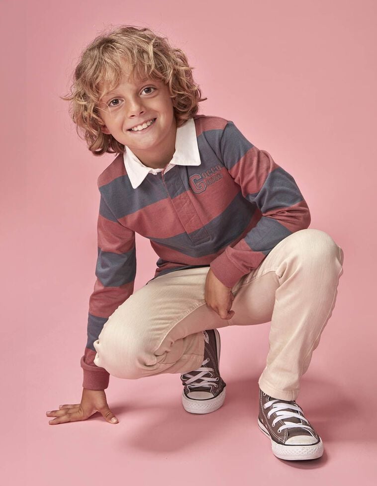 Polo de rayas con parche rosa Polo de rayas con parche rosa