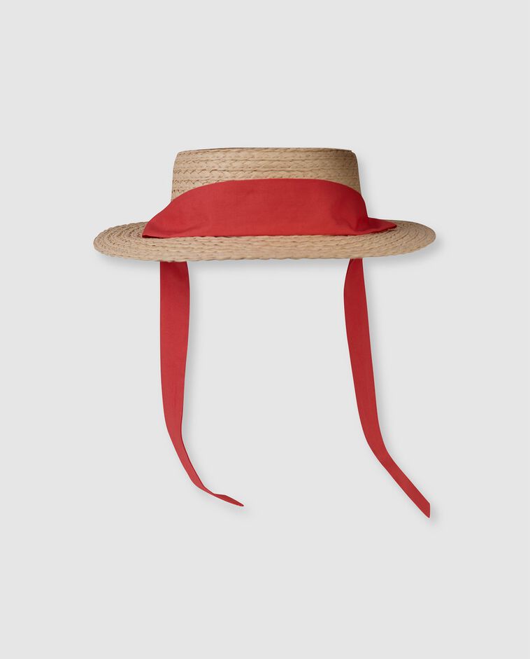 Sombrero con cinta coral