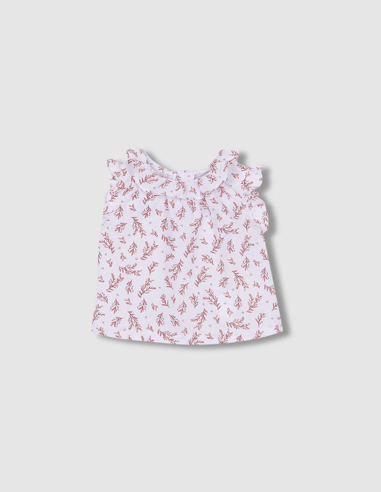 Blusa cuello volante blanca