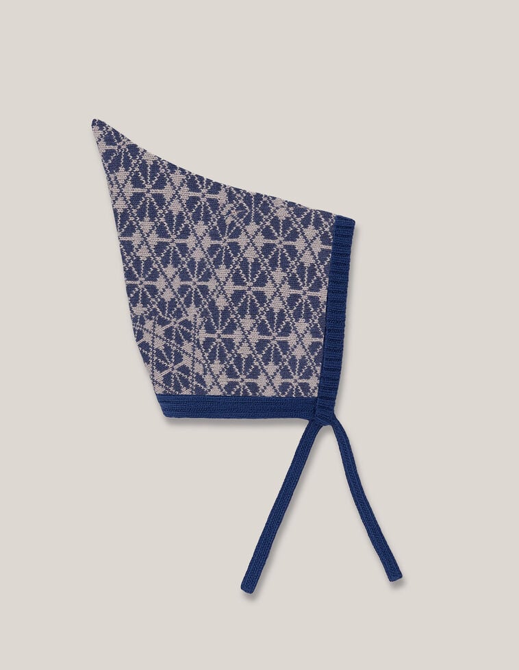 Capota punto de bobo azul con lana