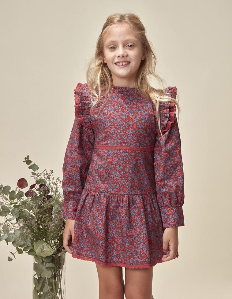 Vestido con estampado granate