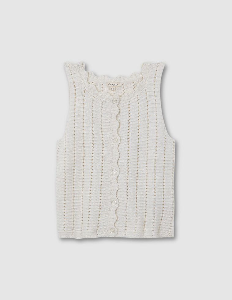 Camiseta crochet blanco roto
