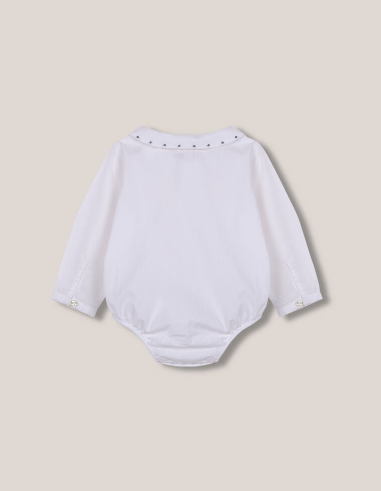 Blusa Body Con Bordado En El Cuello  Blanco Optico