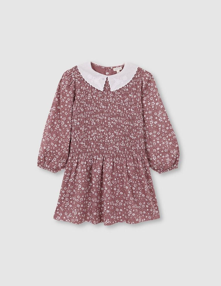 Vestido estampado con cuello blanco bordado