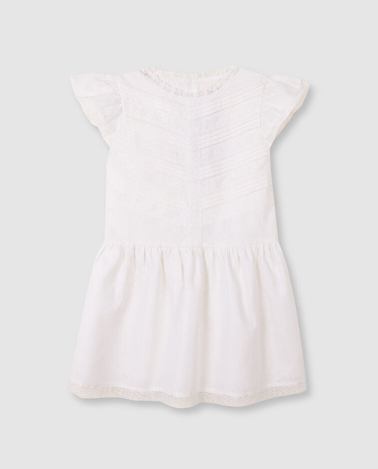 Vestido de lino con tiras bordadas blanco