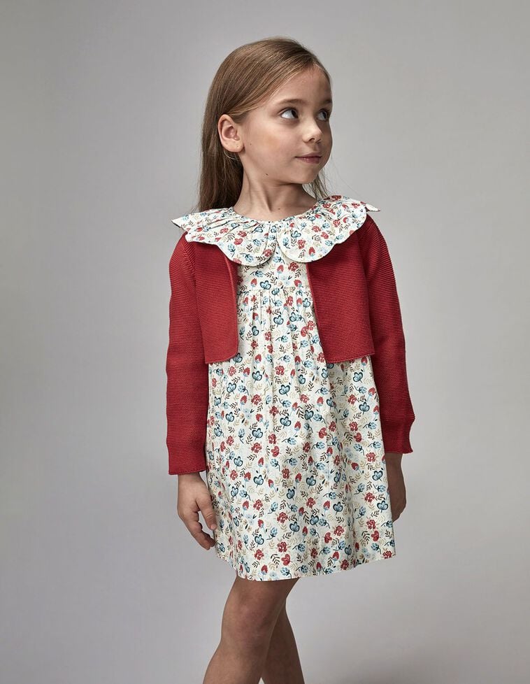 Chaqueta corta punto bobo rojo