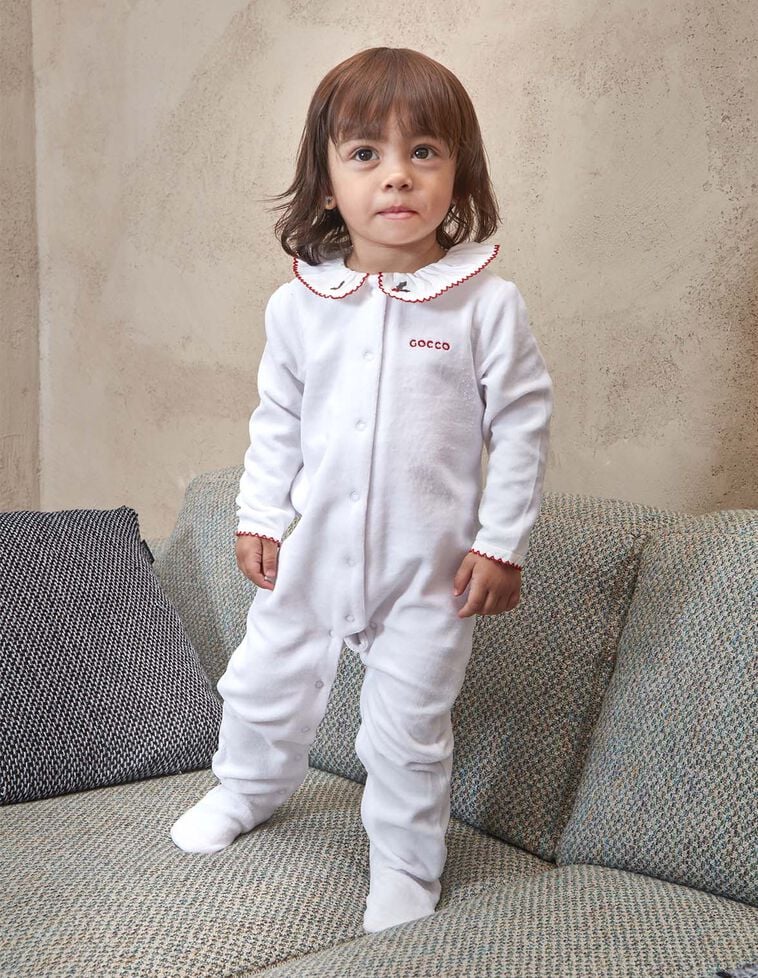 Pijama velour de navidad blanco