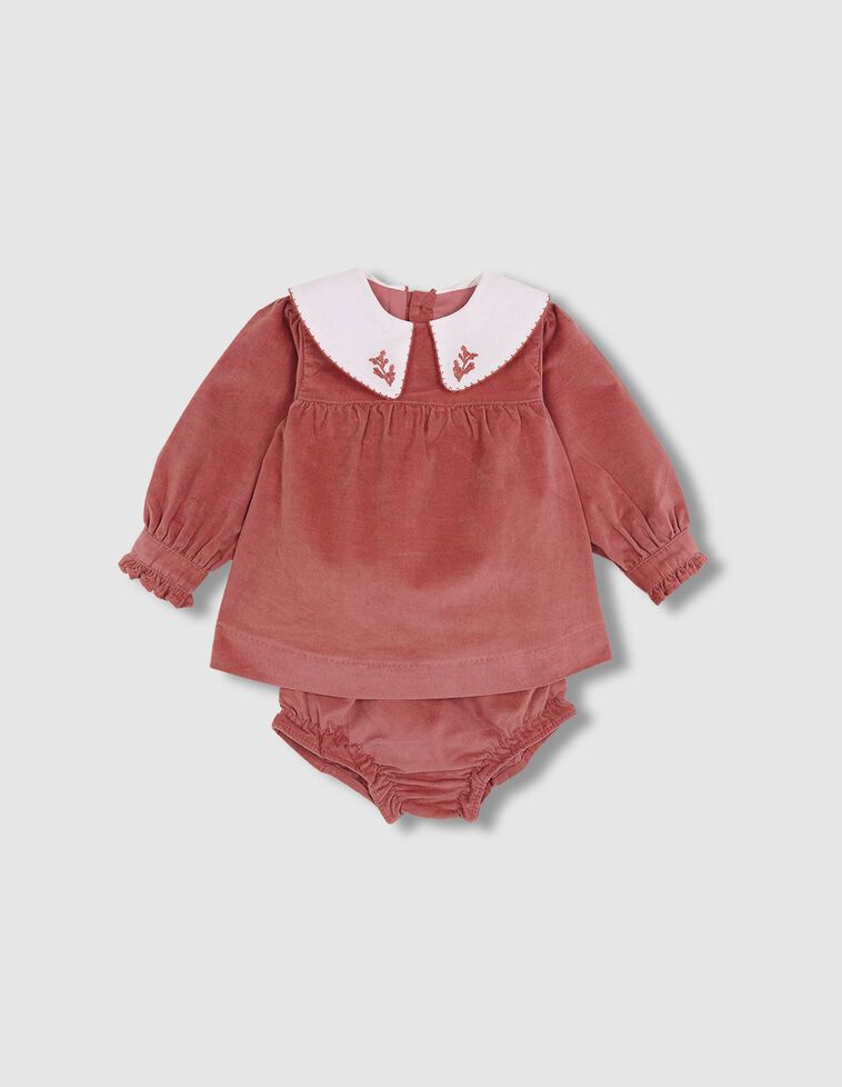 Vestido de pana lisa rosa