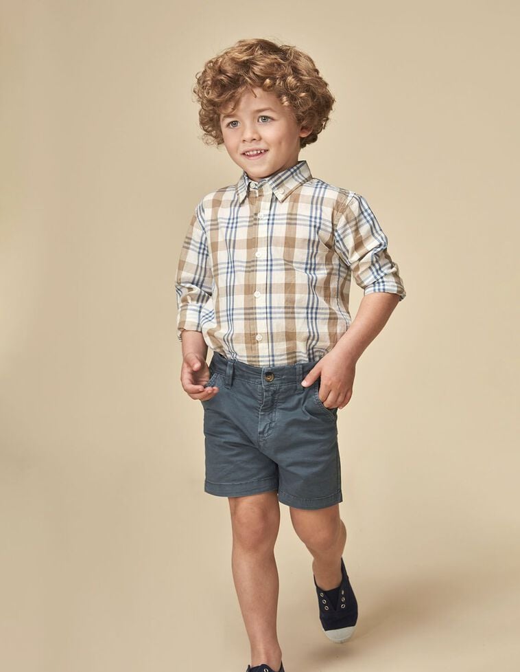 Camisa de cuadros grandes blanco