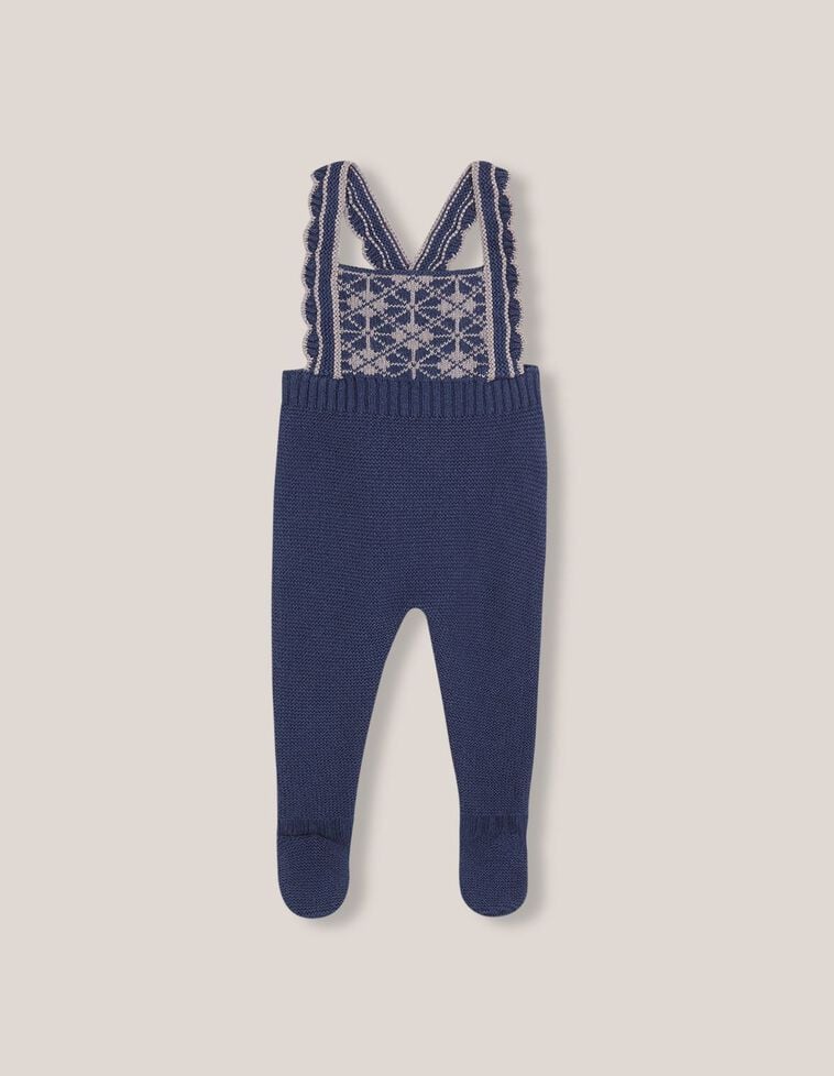 Polaina de punto bobo azul con lana Polaina de punto bobo azul con lana