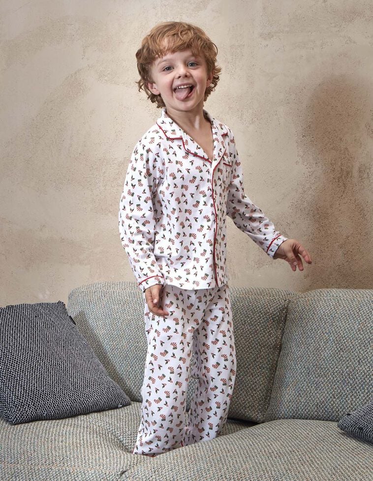 Pijama de navidad con vivo a contraste blanco