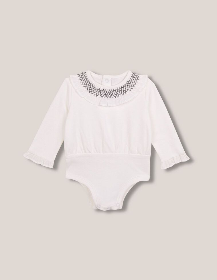 Body manga larga cuello smock blanco Body manga larga cuello smock blanco