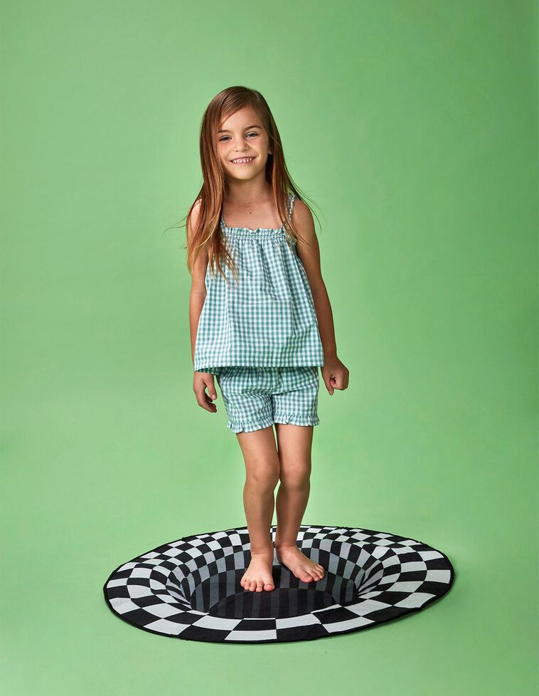 Pijama corto vichy turquesa