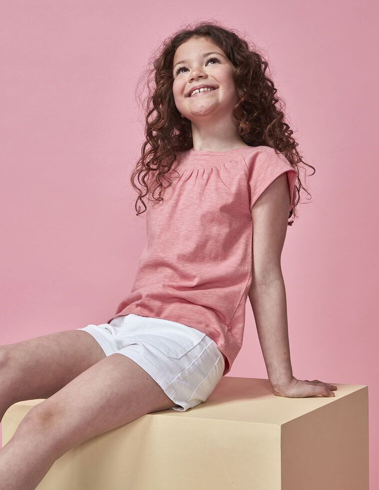 Camiseta con pespuntes rosa