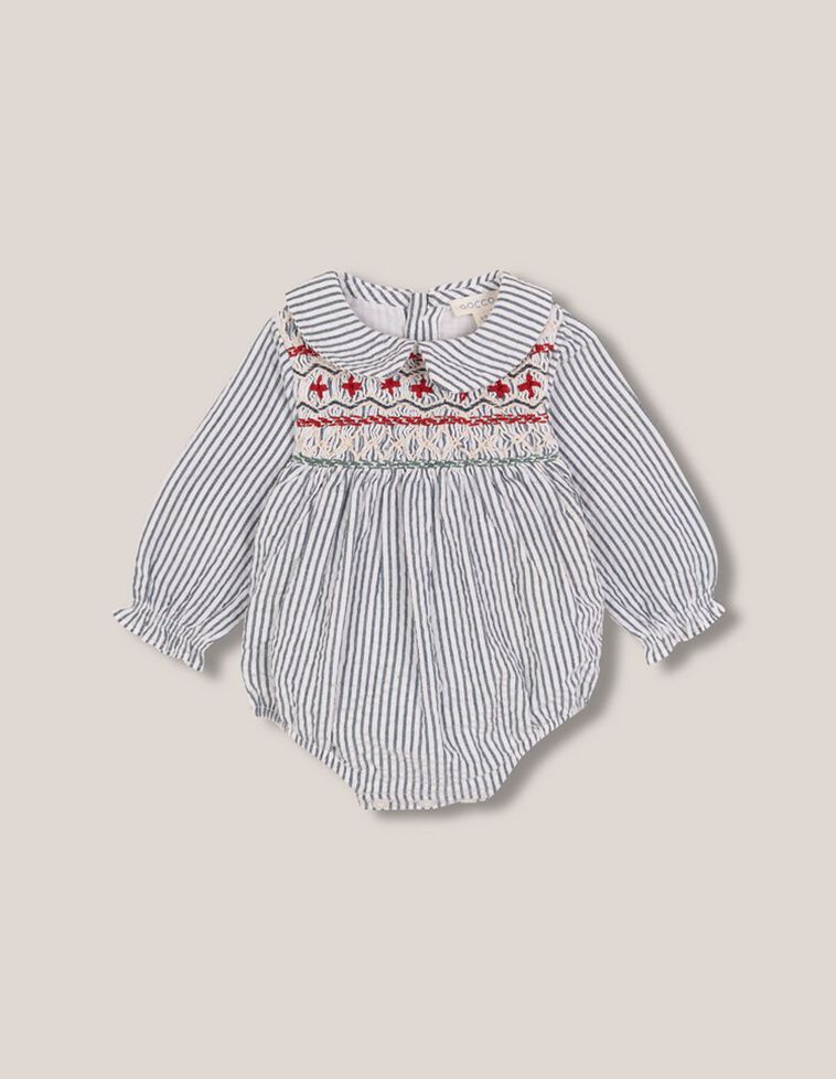 Ranita manga larga con nido de abeja a mano azul claro