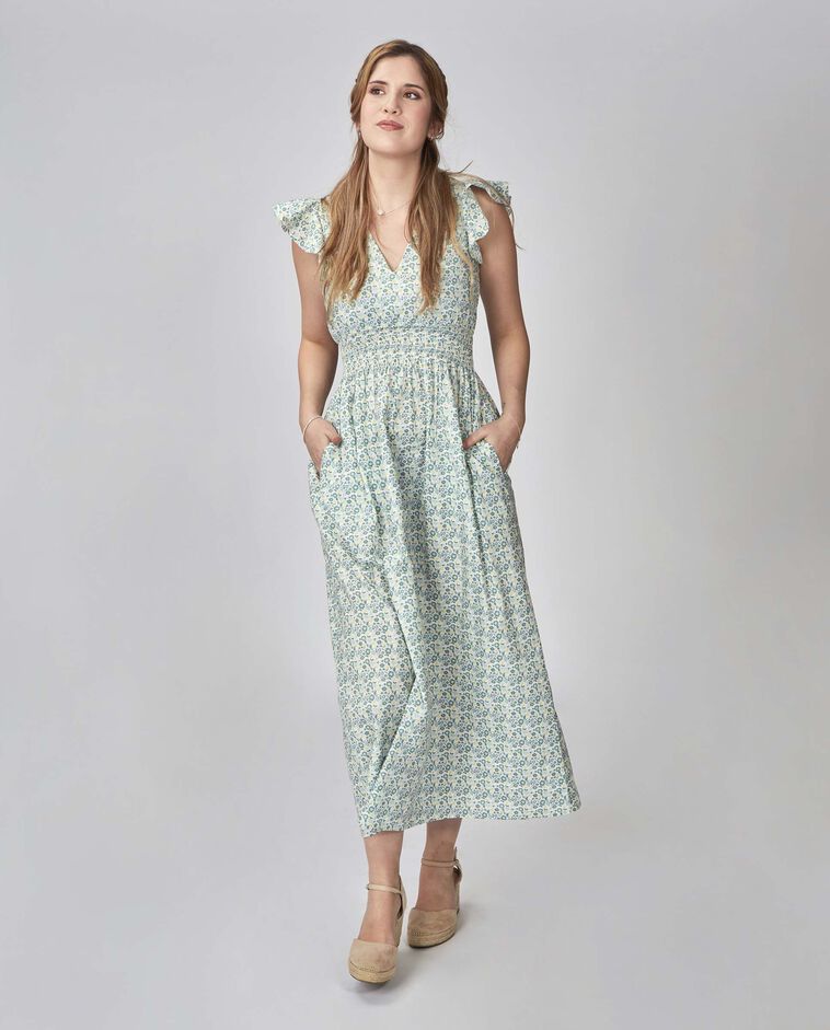 Vestido madre estampado flores blanco