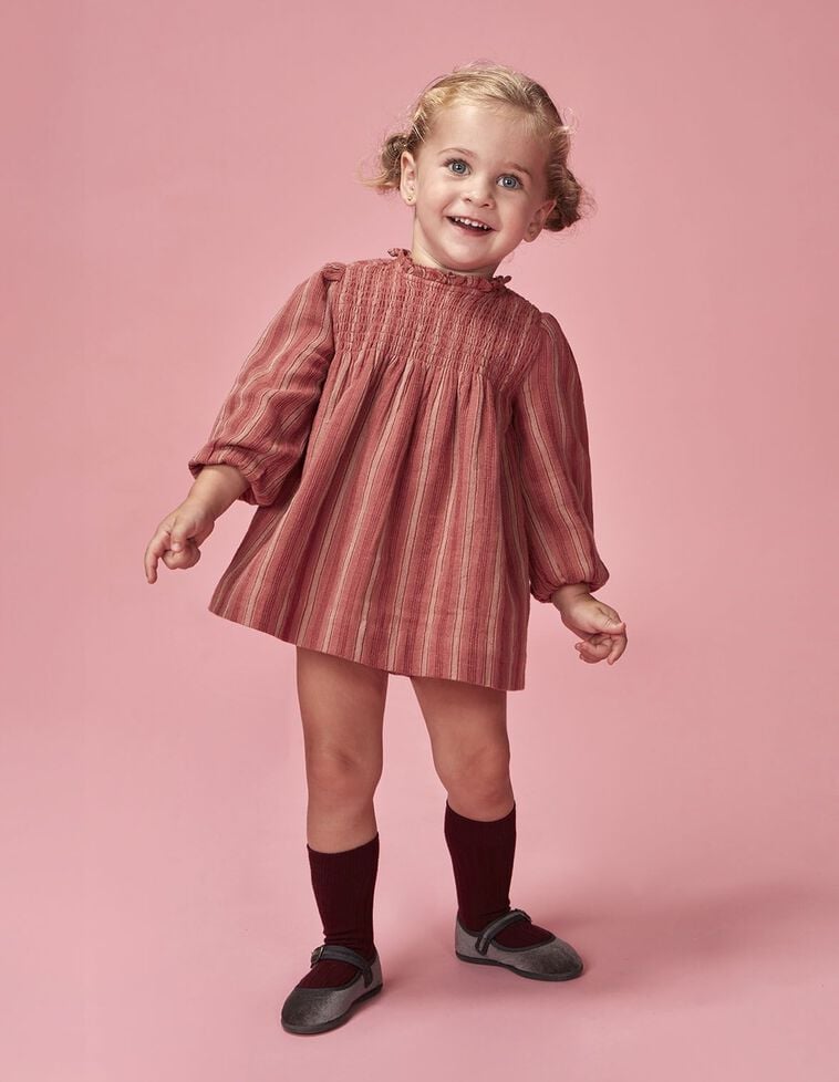 Vestido de rayas engomado rosa